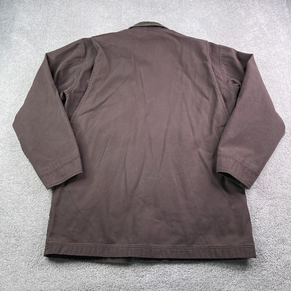LL Bean Jacket Mens Large Tall Brown Canvas Flannel Lined Corduroy Collar Chore - Picture 10 of 14